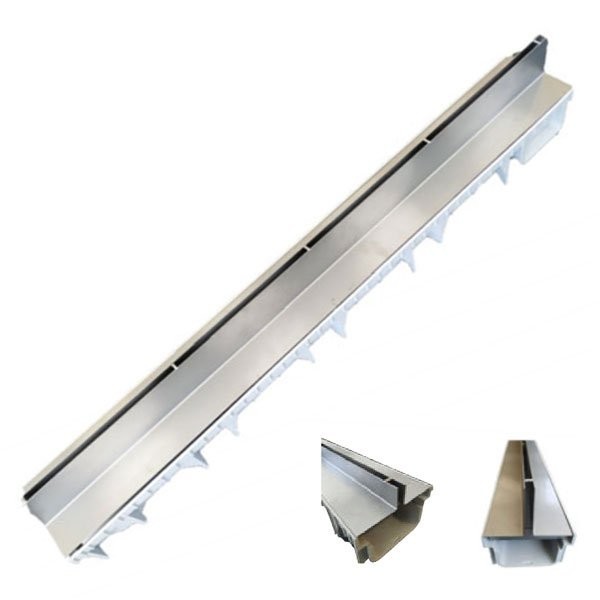 Canal drenagem oculta central Aço e PVC 100 x 12,3 x 1,5 cm - 7 Canal drenagem oculta central Aço e PVC 100 x 12,3 x 1,5 cm - 7