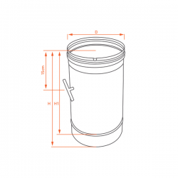 Tubo de chaminé c/registo em Inox simples 33 cm Preto / antracite - 2
