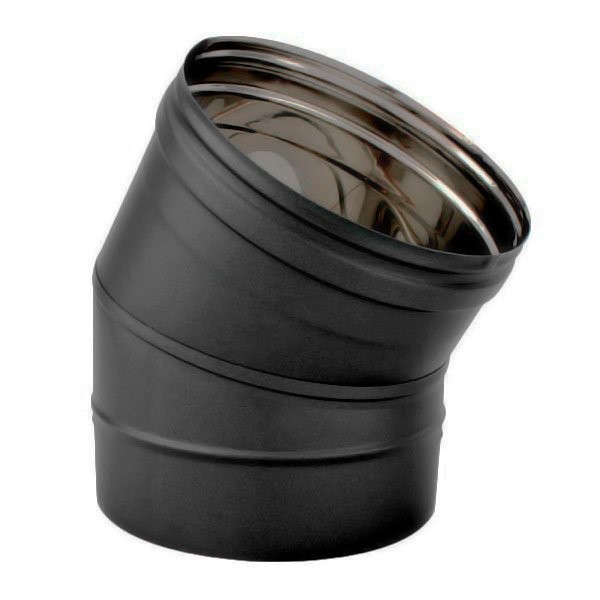Curva 30º para chaminé em Inox simples Preto / antracite - 1 Curva 30º para chaminé em Inox simples Preto / antracite - 1