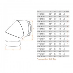 Curva 90º para chaminé em Inox simples Preto / antracite - 2