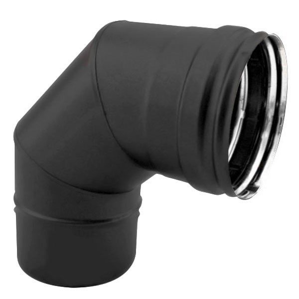 Curva 90º para chaminé em Inox simples Preto / antracite - 1 Curva 90º para chaminé em Inox simples Preto / antracite - 1