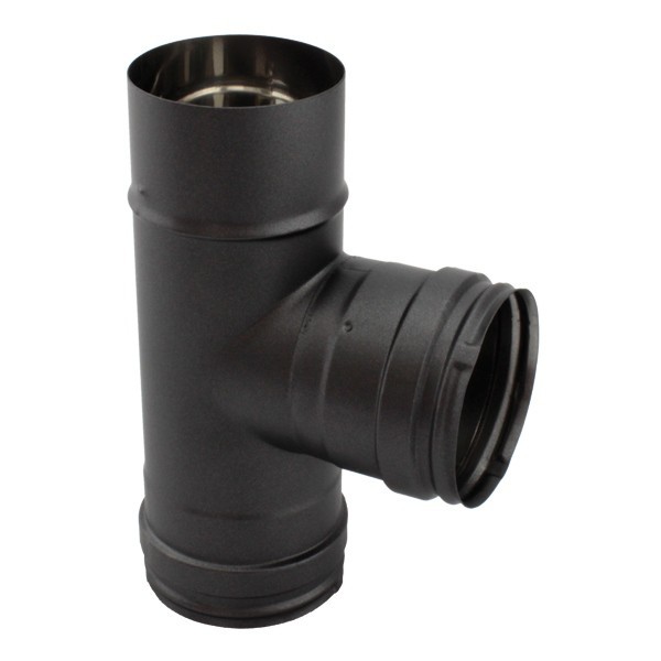 Té 90º para chaminé em Inox simples Preto / antracite - 2 Té 90º para chaminé em Inox simples Preto / antracite - 2
