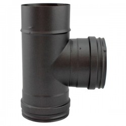 Té 90º para chaminé em Inox simples Preto / antracite - 1