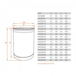 Tubo de chaminé em Inox simples 33 cm Preto / antracite - 2