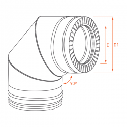 Curva 90º para chaminé em Inox parede dupla Preto / antracite - 2