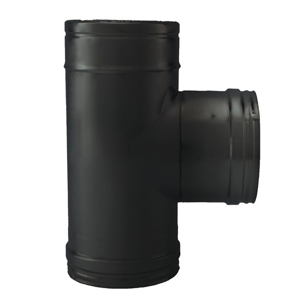 Tê 90º para chaminé em Inox parede dupla Preto / antracite - 1 Tê 90º para chaminé em Inox parede dupla Preto / antracite - 1