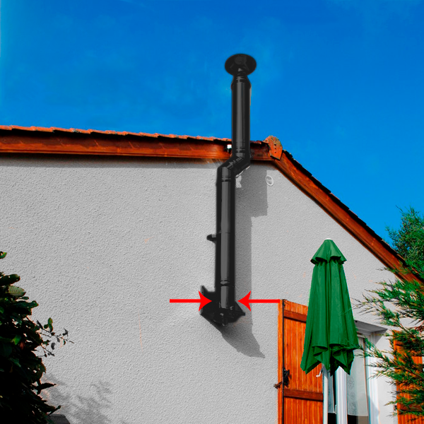 Tê 90º para chaminé em Inox parede dupla Preto / antracite - 2 Tê 90º para chaminé em Inox parede dupla Preto / antracite - 2