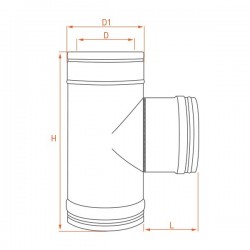 Tê 90º para chaminé em Inox parede dupla Preto / antracite - 3