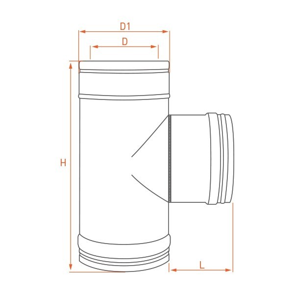 Tê 90º para chaminé em Inox parede dupla Preto / antracite - 3 Tê 90º para chaminé em Inox parede dupla Preto / antracite - 3