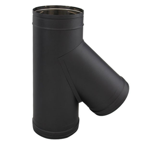 Té 45º para chaminé em Inox simples Preto / antracite - 1 Té 45º para chaminé em Inox simples Preto / antracite - 1
