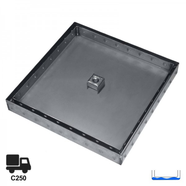 Tampa oculta rebaixada em Inox C250 45x45 cm - 1 Tampa oculta rebaixada em Inox C250 45x45 cm - 1