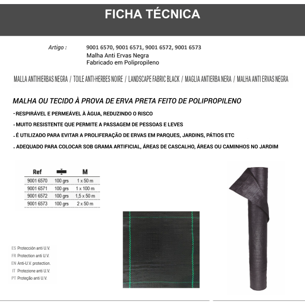 Malha anti-ervas 100gr 1x100m - 5 Malha anti-ervas 100gr 1x100m - 5