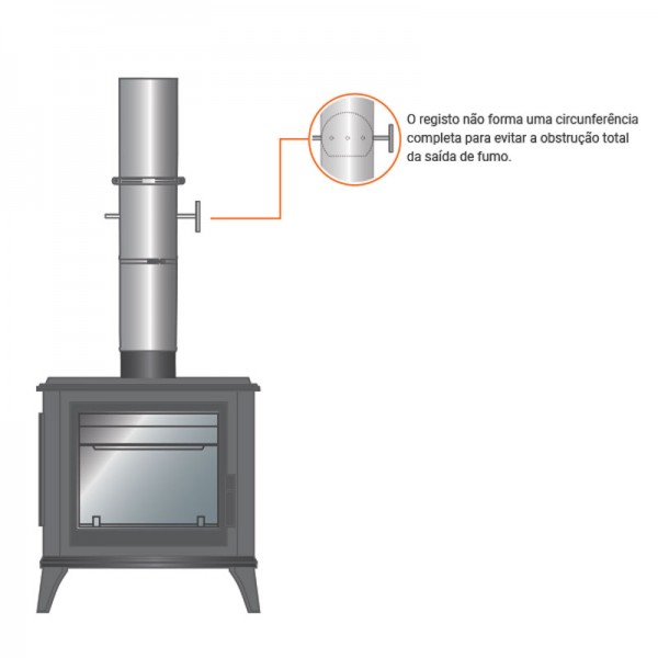 Tubo de chaminé c/registo em Inox simples 1m - 3 Tubo de chaminé c/registo em Inox simples 1m - 3
