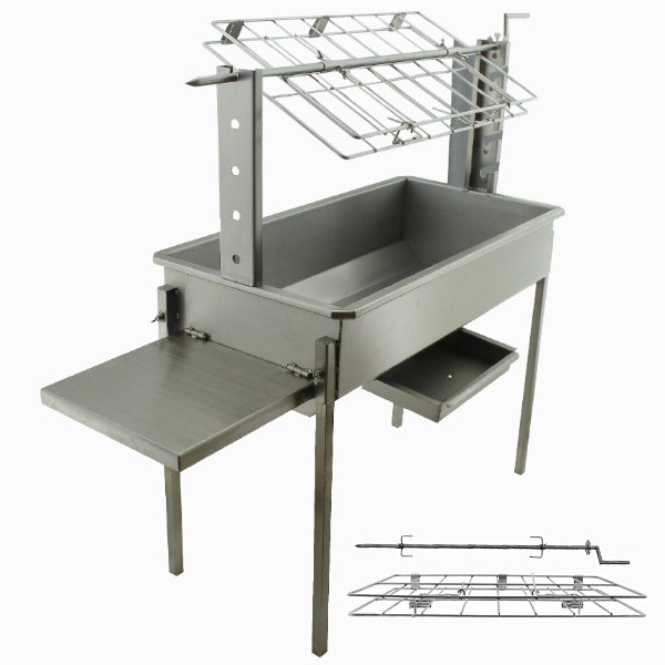 Churrasqueira a carvão BlazeElite com grelha de leitão e espeto em Inox - 1 Churrasqueira a carvão BlazeElite com grelha de leitão e espeto em Inox - 1