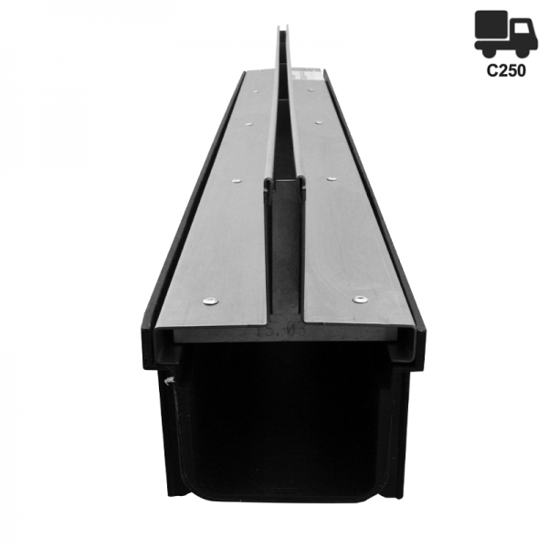 Canal drenagem oculta central Inox e PVC 100 x 12,3 x 7 cm - 2 Canal drenagem oculta central Inox e PVC 100 x 12,3 x 7 cm - 2