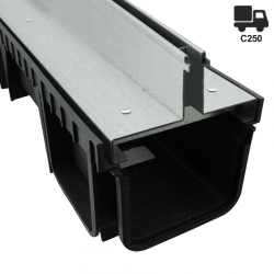 Canal drenagem oculta central Aço e PVC 100 x 12,3 x 7 cm - 1