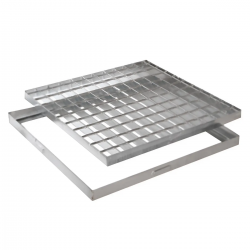 Grelha quadrada + aro em aço galvanizado - A15 - 20x20x2,5 cm - 1