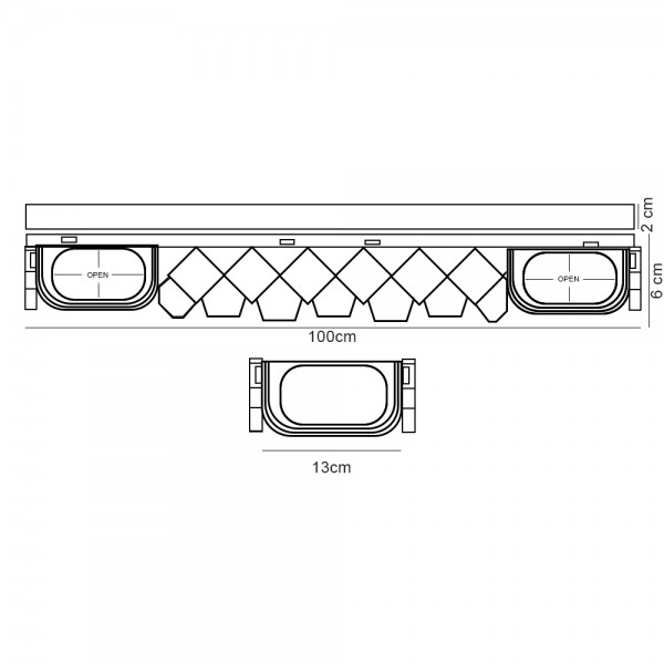 Canal com grelha oculta LuxWares 100x13x6cm +2cm - 9 Canal com grelha oculta LuxWares 100x13x6cm +2cm - 9