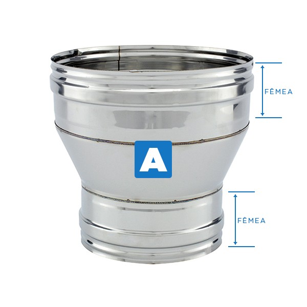 Redução Inox parede simples - 2 Redução Inox parede simples - 2