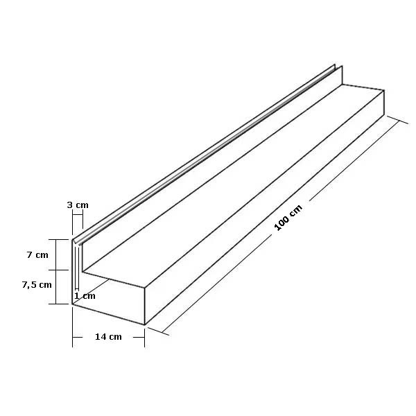 Canal oculto de drenagem lateral em aço galvanizado C250 100 x 14 cm - 2 Canal oculto de drenagem lateral em aço galvanizado C250 100 x 14 cm - 2