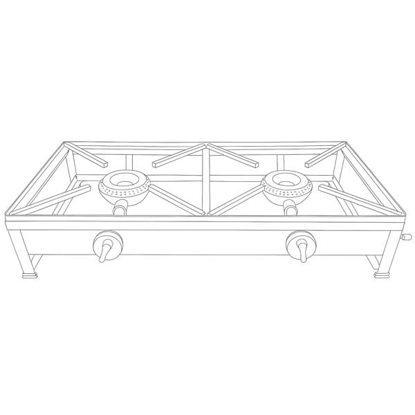 Trempe / Fogão em inox portátil MAXI de 2 bocas a gás 60x30 - 3 Trempe / Fogão em inox portátil MAXI de 2 bocas a gás 60x30 - 3