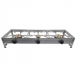 Trempe / Fogão em inox portátil MAXI de 3 bocas a gás 120x40 - 1