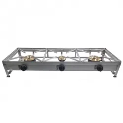 Trempe / Fogão em inox portátil MAXI de 3 bocas a gás 120x40 - 1