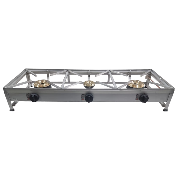 Trempe / Fogão em inox portátil MAXI de 3 bocas a gás 120x40 - 1 Trempe / Fogão em inox portátil MAXI de 3 bocas a gás 120x40 - 1